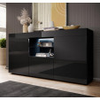 Buffet Salon modèle Sefora couleur noir brillant 135x72cm.