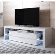 Meuble TV modèle Selma (160x53cm) couleur blanc brillant avec LED RGB