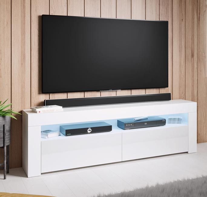 Meuble TV moderne de luxe léger, Simple, lumineux, blanc et élevé