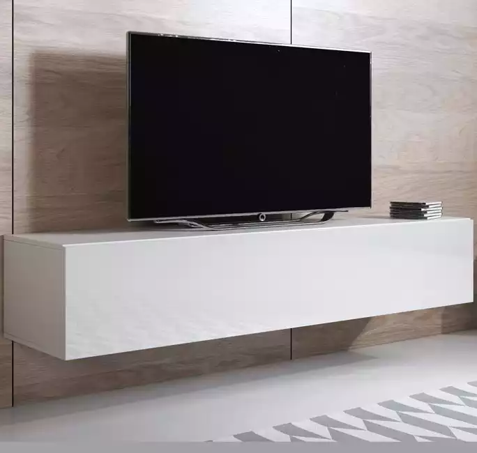 Meuble TV modèle Luke H2 (160x30cm) couleur blanc brillant